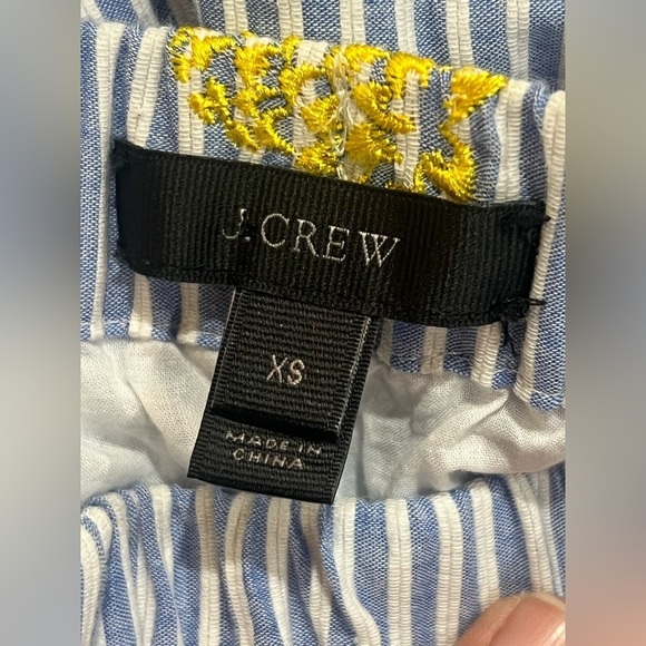 J.Crew Embroidered Pineapple Striped Tiered Midi Skirt Blue White Size XS - Picture 11 of 15